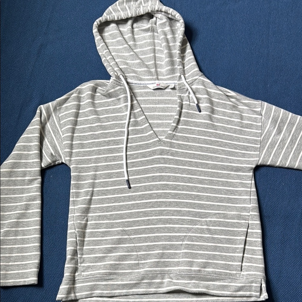Vineyard Vines Gray and White Striped Hoodie